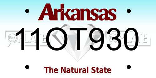 11OT930 Arkansas License Plate