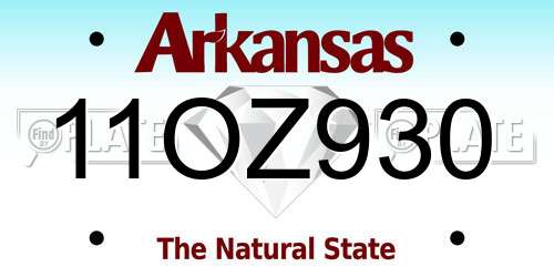 11OZ930 Arkansas License Plate