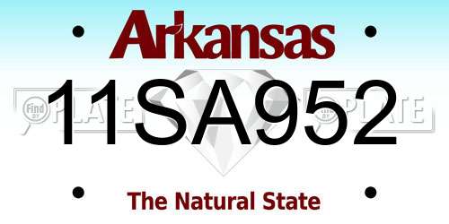 11SA952 Arkansas License Plate