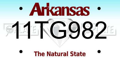 11TG982 Arkansas License Plate