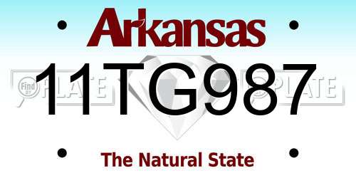 11TG987 Arkansas License Plate