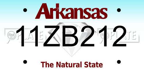11ZB212 Arkansas License Plate