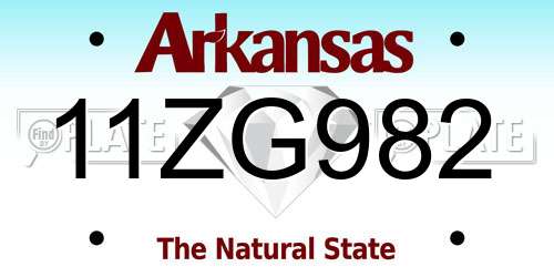 11ZG982 Arkansas License Plate