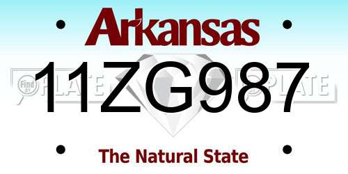 11ZG987 Arkansas License Plate