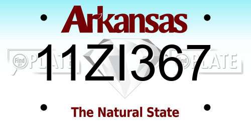 11ZI367 Arkansas License Plate