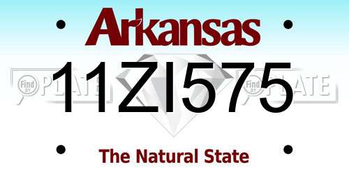 11ZI575 Arkansas License Plate
