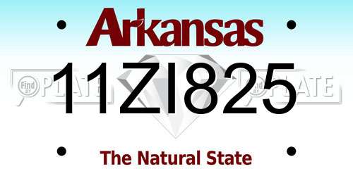 11ZI825 Arkansas License Plate