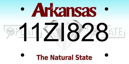 11ZI828 Arkansas License Plate