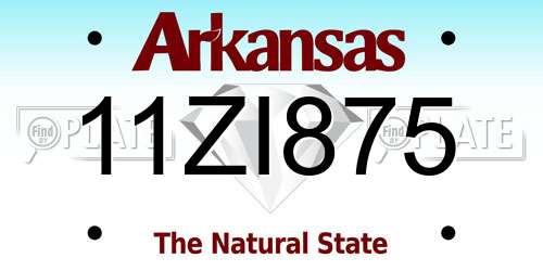 11ZI875 Arkansas License Plate