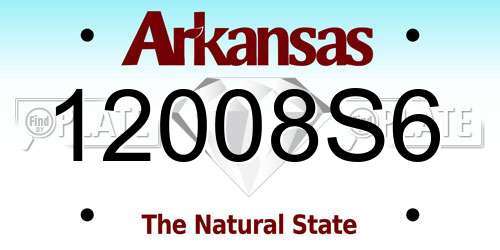 12008S6 Arkansas License Plate