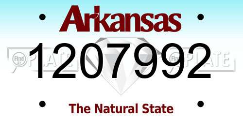 1207992 Arkansas License Plate