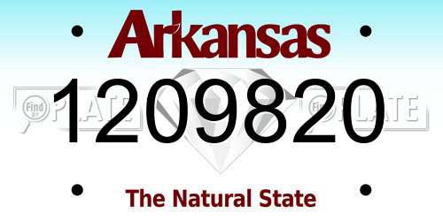 1209820 Arkansas License Plate