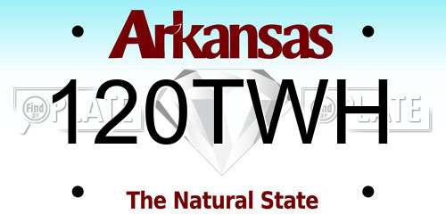 120TWH Arkansas License Plate