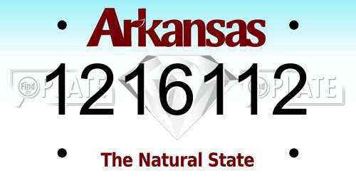 1216112 Arkansas License Plate