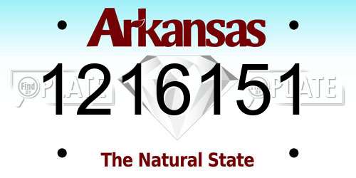 1216151 Arkansas License Plate