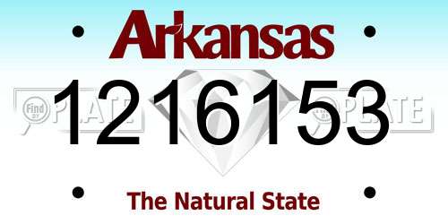 1216153 Arkansas License Plate