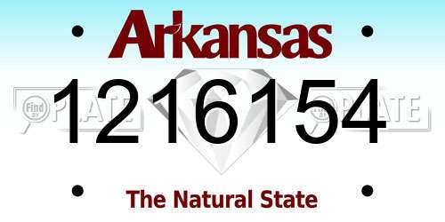 1216154 Arkansas License Plate