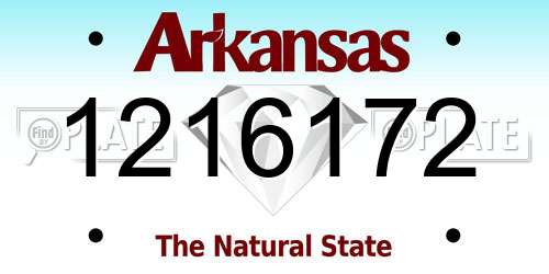 1216172 Arkansas License Plate