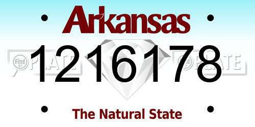 1216178 Arkansas License Plate