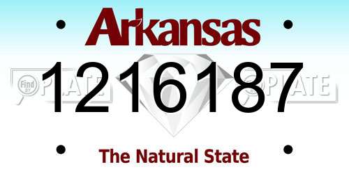 1216187 Arkansas License Plate