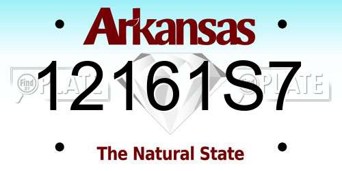 12161S7 Arkansas License Plate