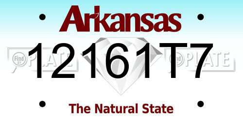 12161T7 Arkansas License Plate