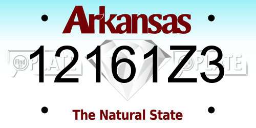 12161Z3 Arkansas License Plate