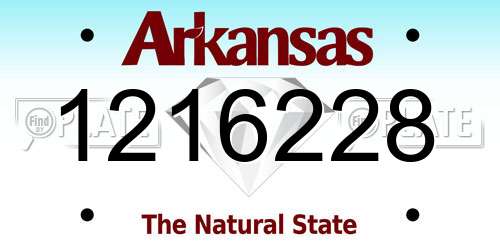1216228 Arkansas License Plate