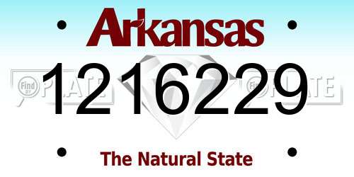 1216229 Arkansas License Plate