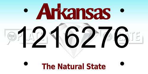 1216276 Arkansas License Plate