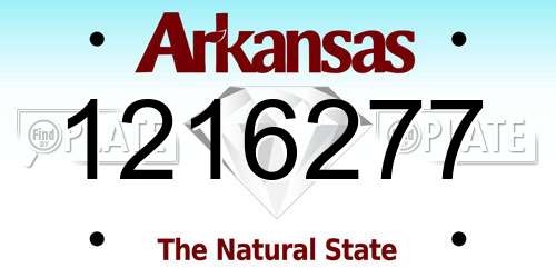 1216277 Arkansas License Plate