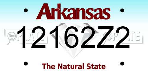 12162Z2 Arkansas License Plate