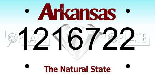 1216722 Arkansas License Plate