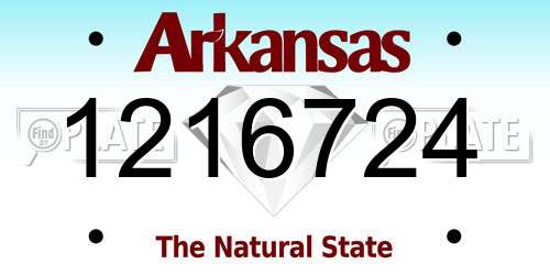 1216724 Arkansas License Plate