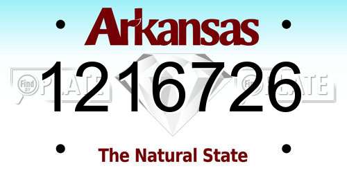 1216726 Arkansas License Plate