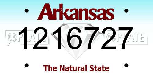 1216727 Arkansas License Plate