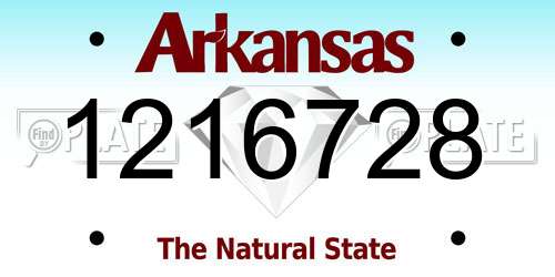 1216728 Arkansas License Plate