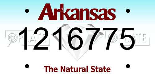 1216775 Arkansas License Plate
