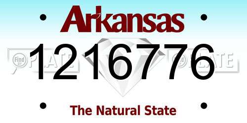 1216776 Arkansas License Plate