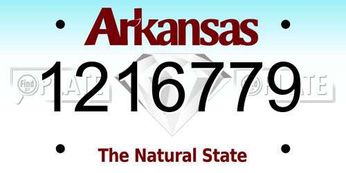 1216779 Arkansas License Plate