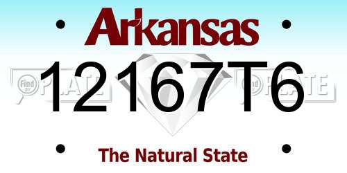 12167T6 Arkansas License Plate