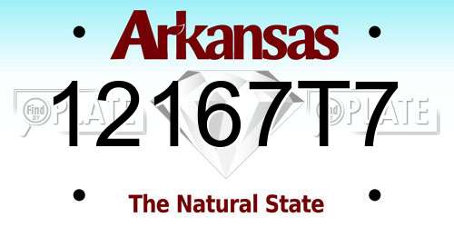 12167T7 Arkansas License Plate