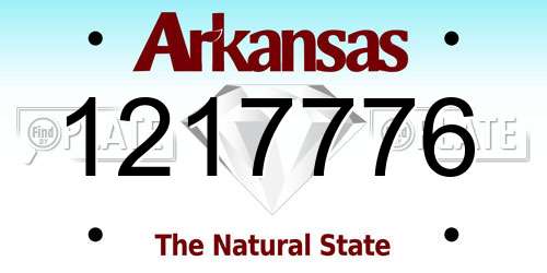 1217776 Arkansas License Plate
