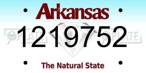 1219752 Arkansas License Plate