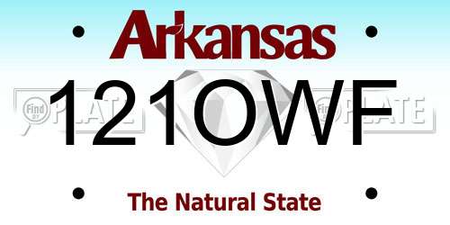 121OWF Arkansas License Plate