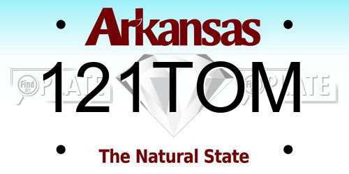 121TOM Arkansas License Plate