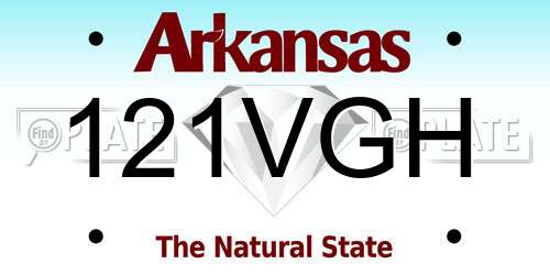121VGH Arkansas License Plate