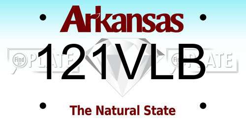 121VLB Arkansas License Plate