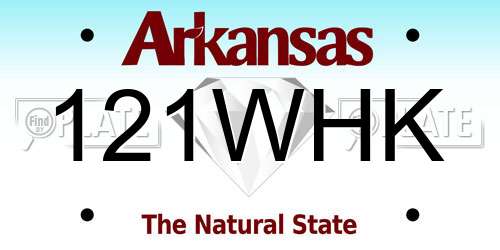 121WHK Arkansas License Plate