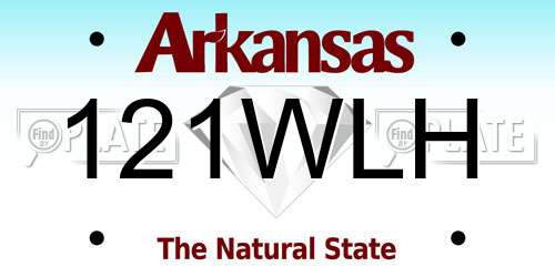 121WLH Arkansas License Plate